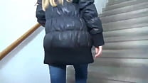 Beautiful classmate ask her friend to record her beautiful pussy at university emergency stairs